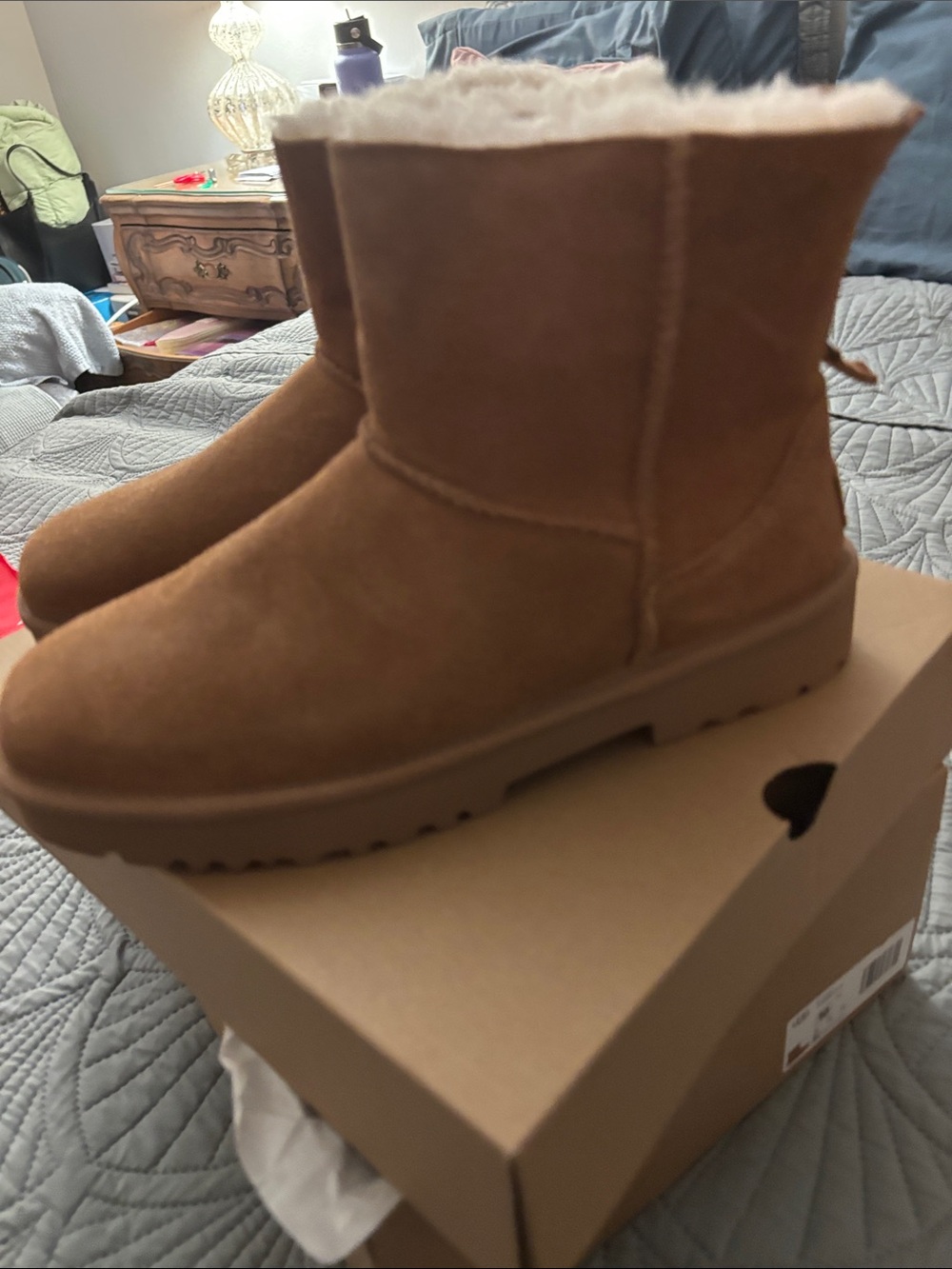Ugg Chestnut Suede Shearling Short Boot